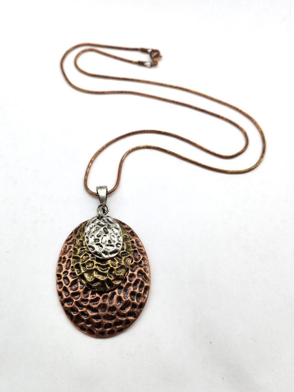 Copper, Brass & Steel Pendant Necklace